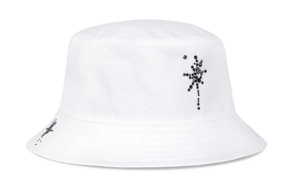 WE11DONE WHITE HOTFIX STAR BUCKET HAT logo