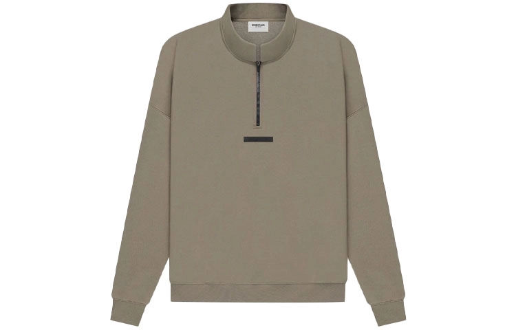 Fear of God Essentials SS21 Mockneck Half Zip Taupe Logo