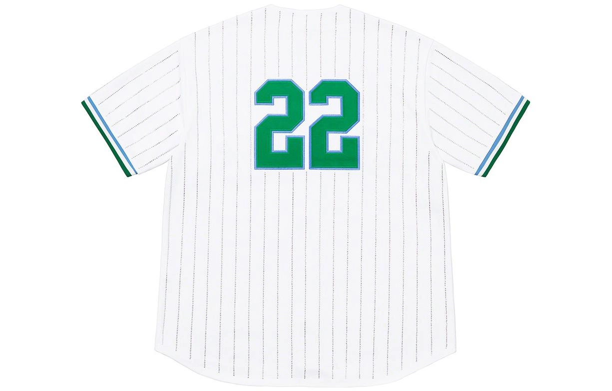 Supreme SS22 Week 16 Rhinestone Stripe Baseball Jersey T