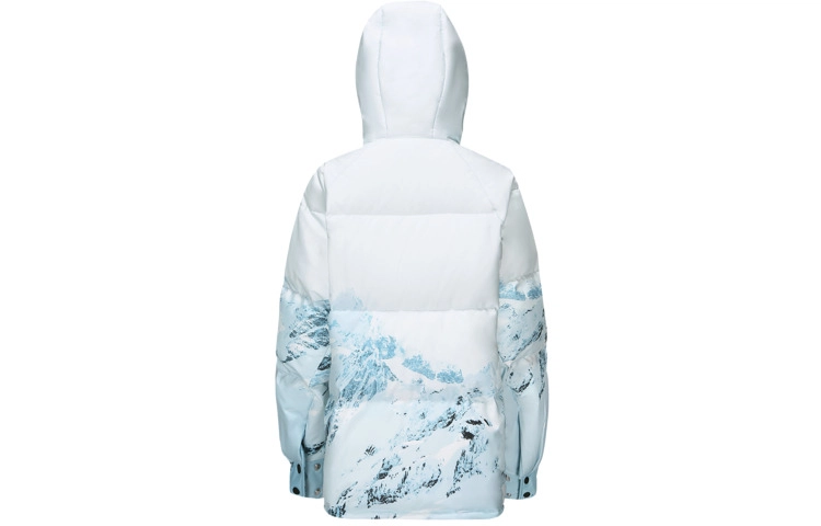波司登 时尚运动系列 雪山印花短款抽象图案连帽宽松中长款羽绒服 女款