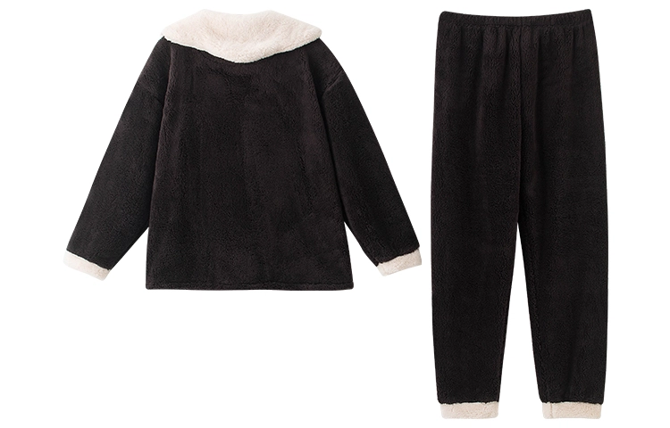 小情歌 珊瑚绒睡衣 秋冬季 加厚加绒保暖家居服 女款 黑色