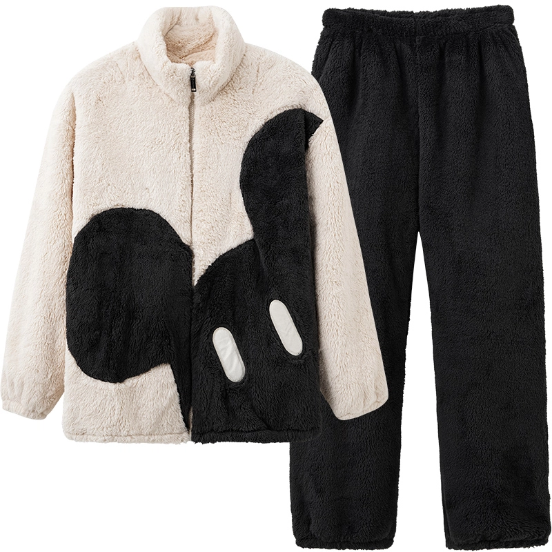 亲嘴猫珊瑚绒睡衣女秋冬保暖家居服