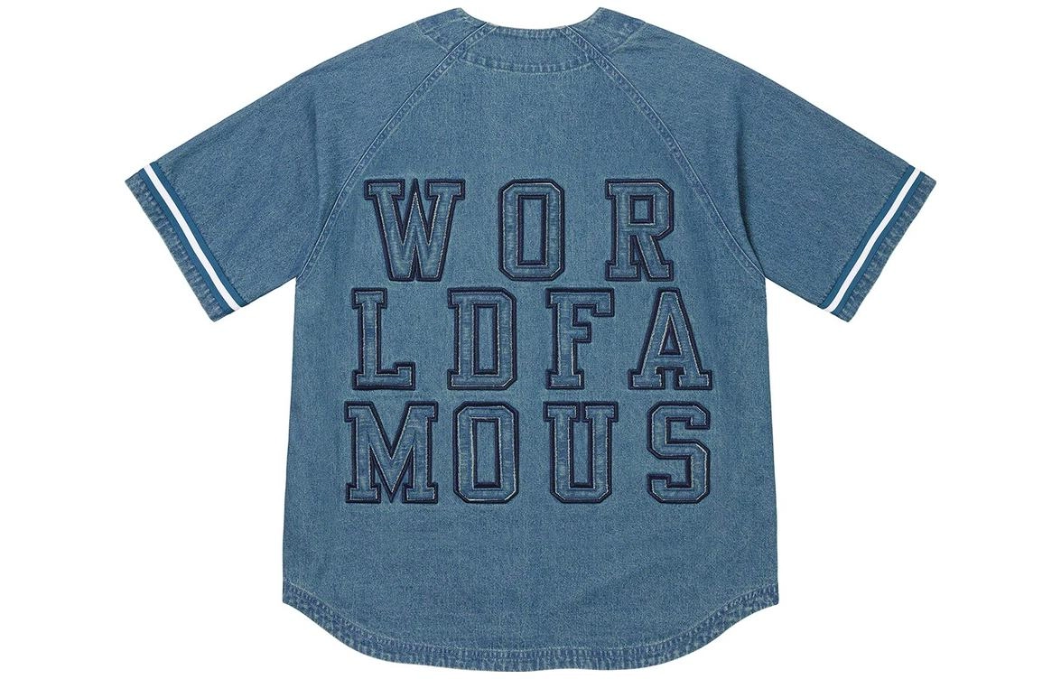 Supreme FW22 Week 7 Denim Baseball Jersey LogoVT