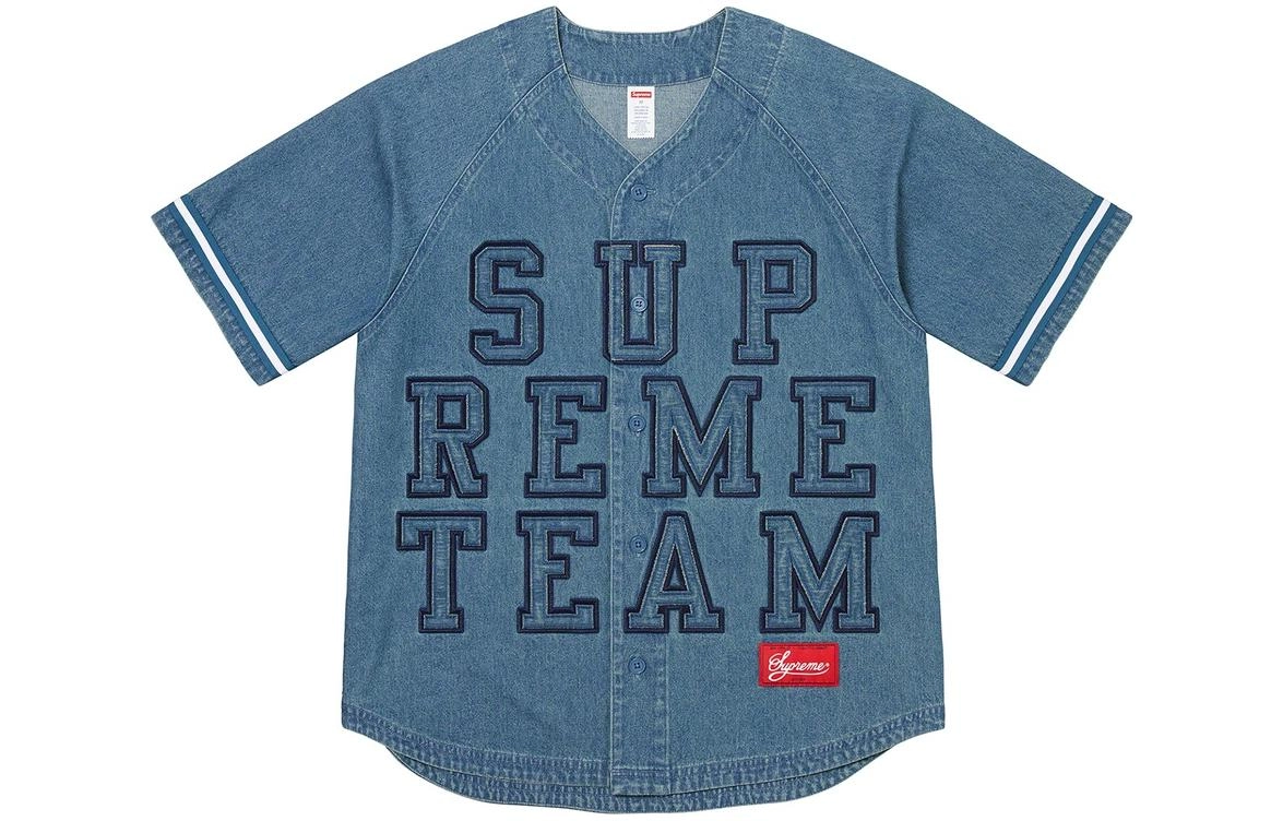 Supreme FW22 Week 7 Denim Baseball Jersey LogoVT