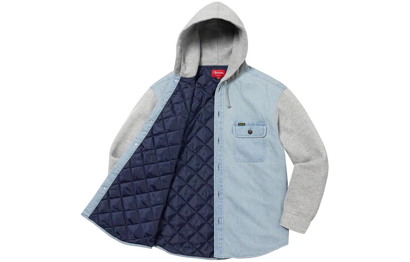 Supreme FW22 Week 12 Fleece Hooded Denim Shirt Logo