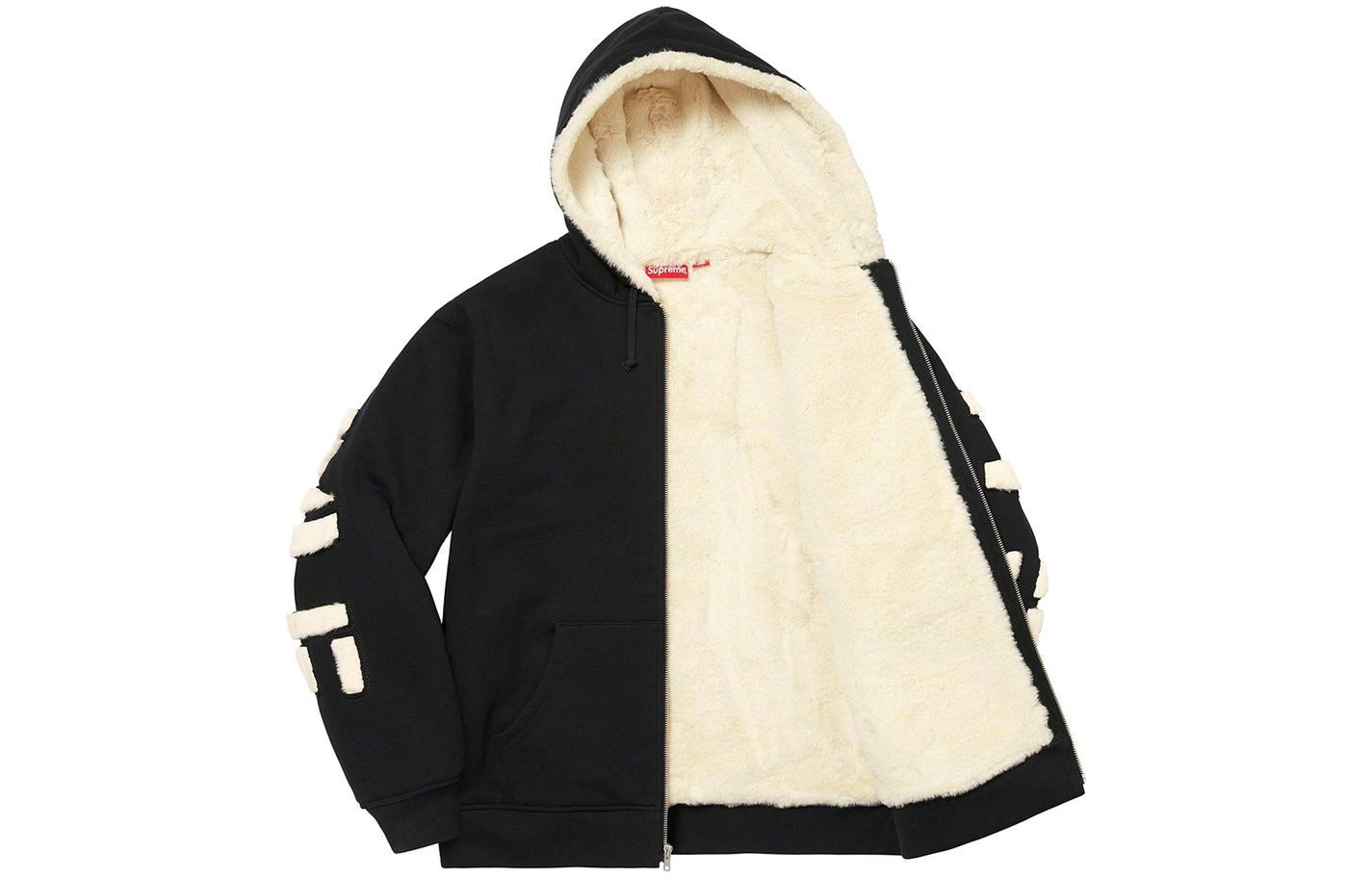 Supreme FW22 Week 17 Faux Fur Lined Zip Up Hooded Sweatshirt