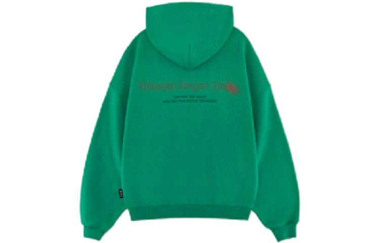华人青年 龙争虎斗系列 龙虎印花拉链连帽卫衣 男女同款 绿色