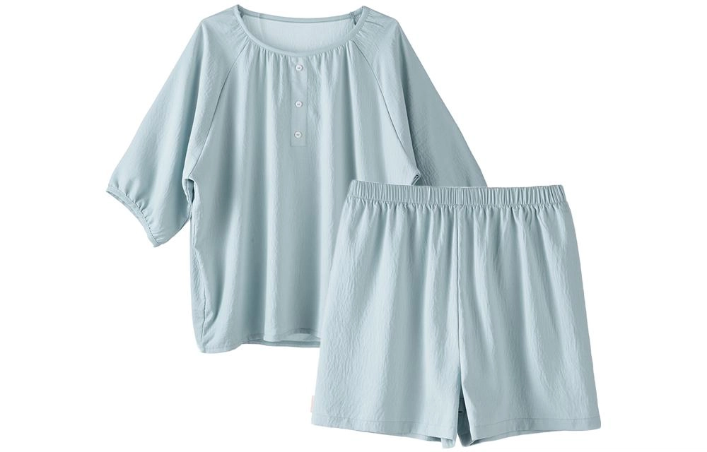 怡吾色 睡衣女夏季纯色肌理感短袖家居服简约可外穿 甜美可爱 女款