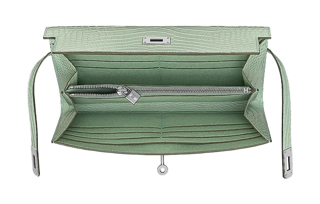 HERMES Kelly Wallet 6U VertD'Eau