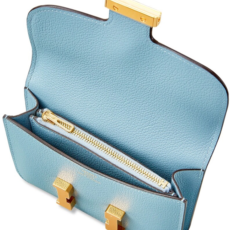 HERMES Constance Slim Evercolor J7 Bleu Lin