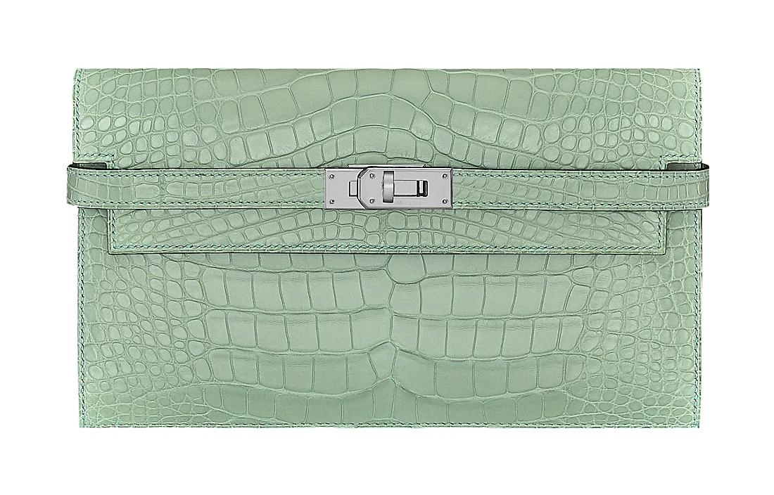 HERMES Kelly Wallet 6U VertD'Eau