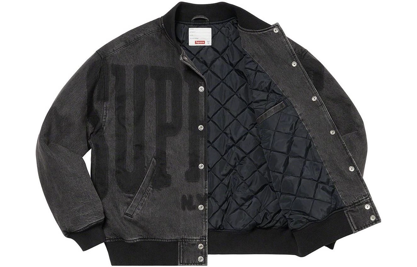 Supreme SS23 Week9 washed knockout denim varsity jacket Logo