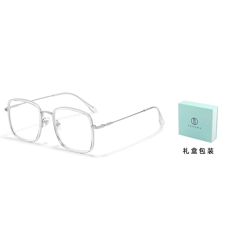 【联系客服可配度数】 佐川 一镜多用随心换磁吸防蓝光眼镜 时尚方框眼镜 平光可配近视度数 钛合金 方形 光学镜架 男女同款情侣款