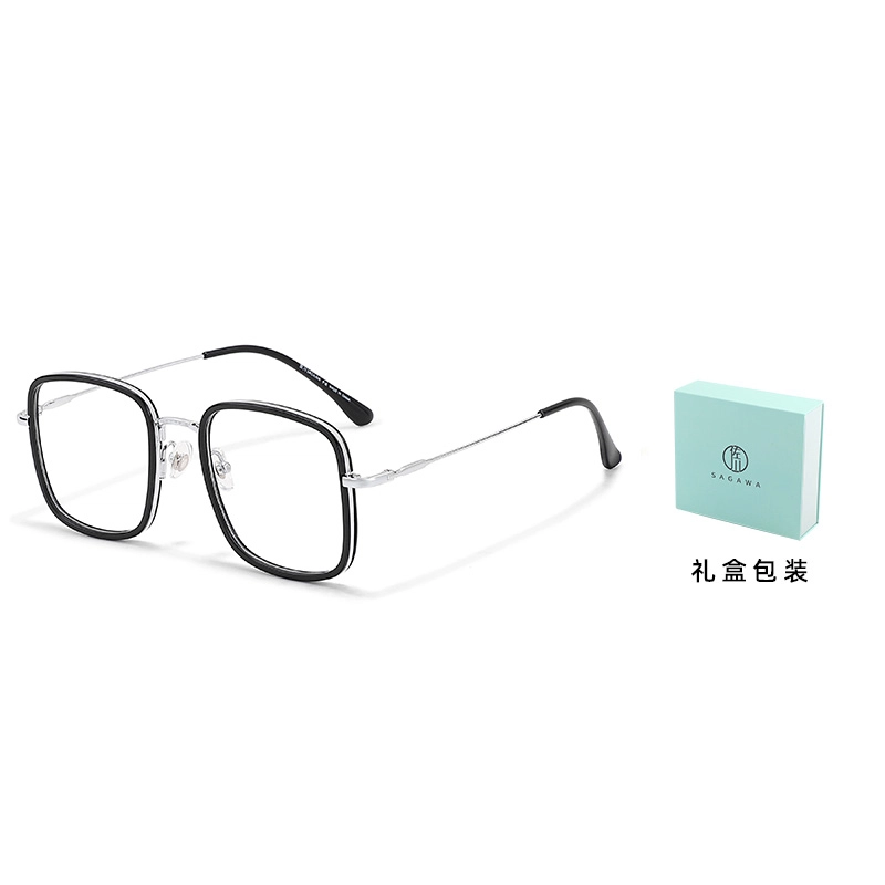 【联系客服可配度数】 佐川 一镜多用随心换磁吸防蓝光眼镜 时尚方框眼镜 平光可配近视度数 钛合金 方形 光学镜架 男女同款情侣款
