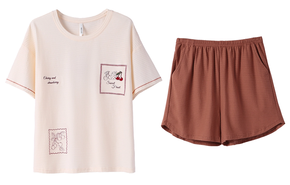 安之伴 夏季薄款舒适可外穿短袖短裤宽松版家居服套装 女款