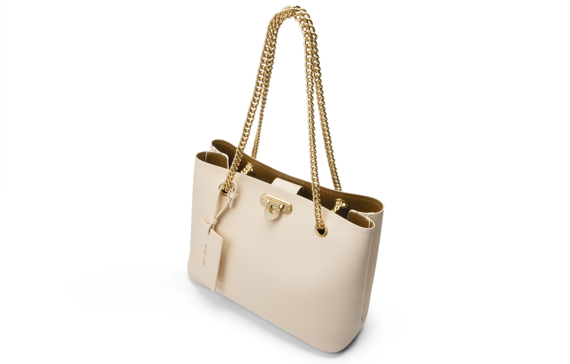CHARLESKEITH PU Tote BeigeDark Brown