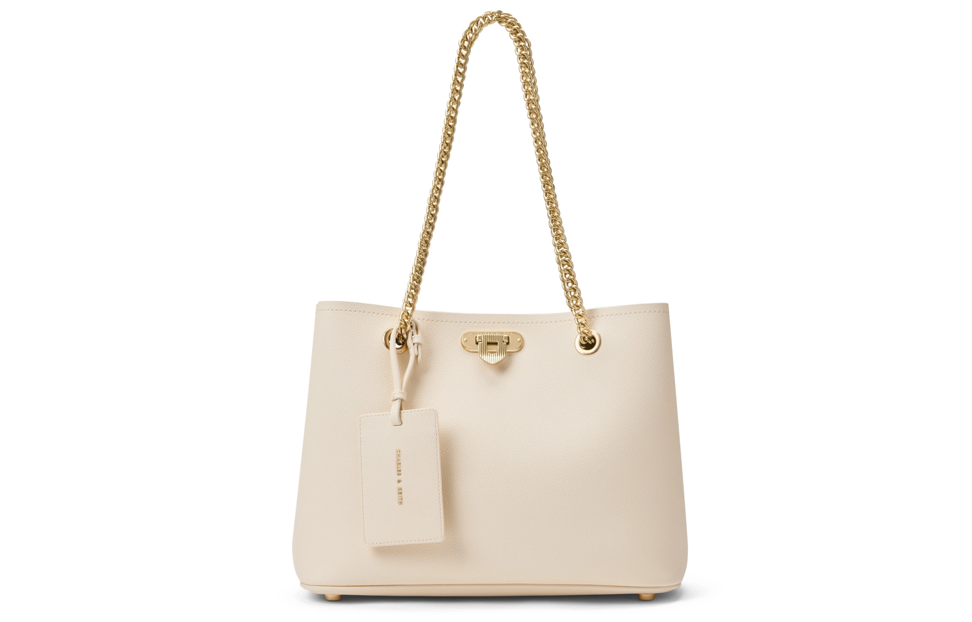 CHARLESKEITH PU Tote BeigeDark Brown