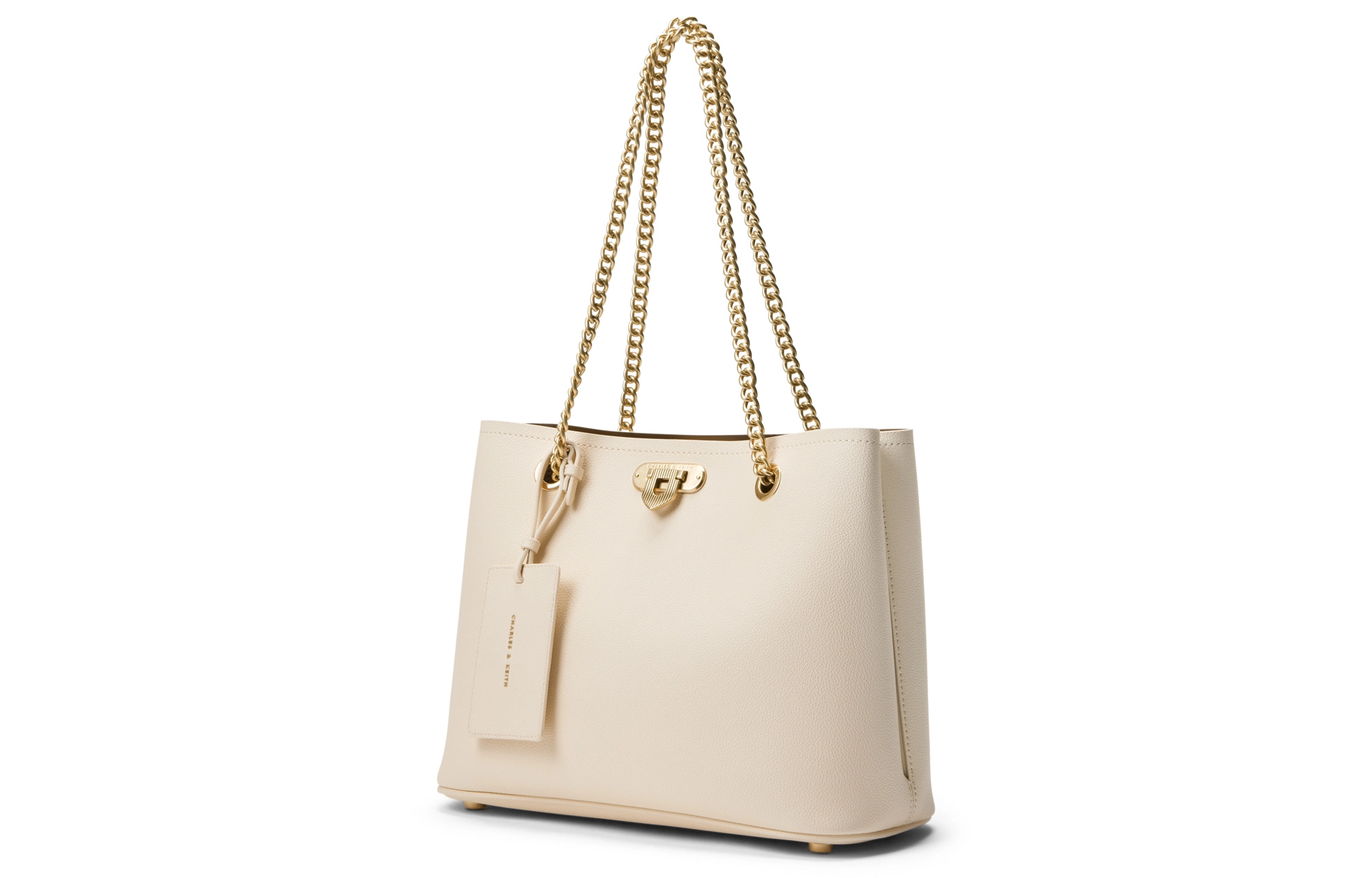CHARLESKEITH PU Tote BeigeDark Brown