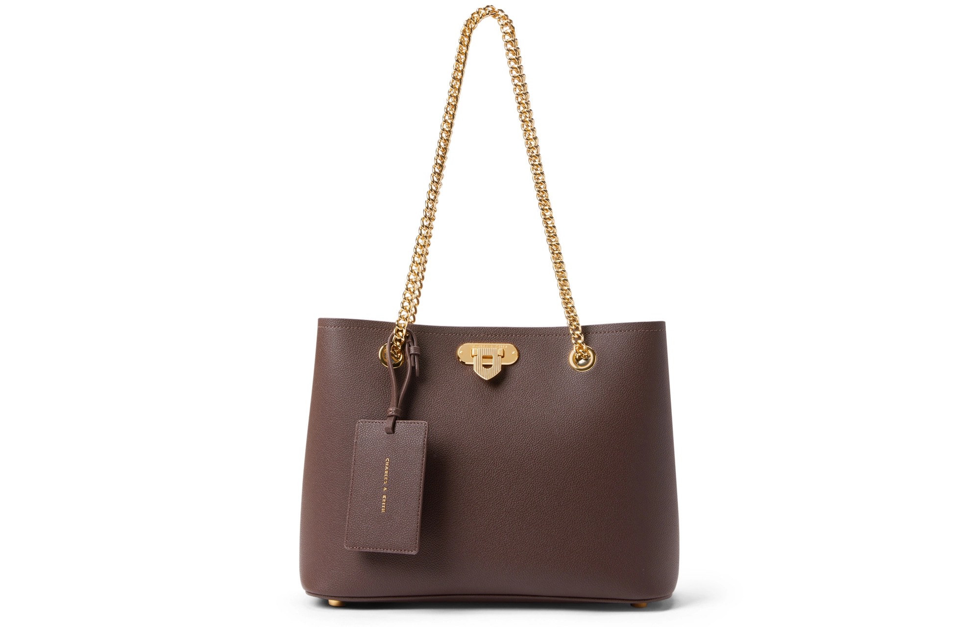 CHARLESKEITH PU Tote BeigeDark Brown