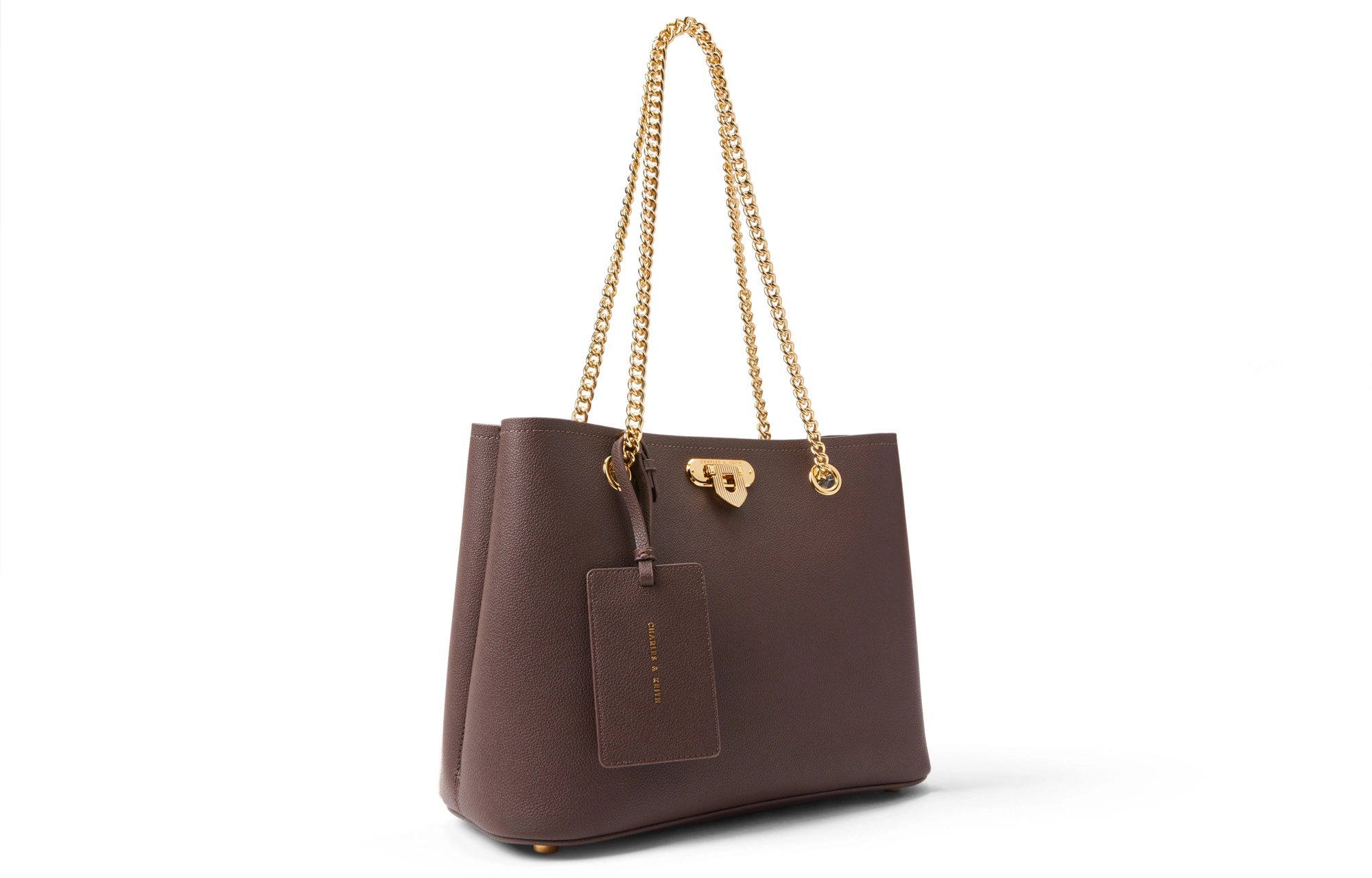 CHARLESKEITH PU Tote BeigeDark Brown