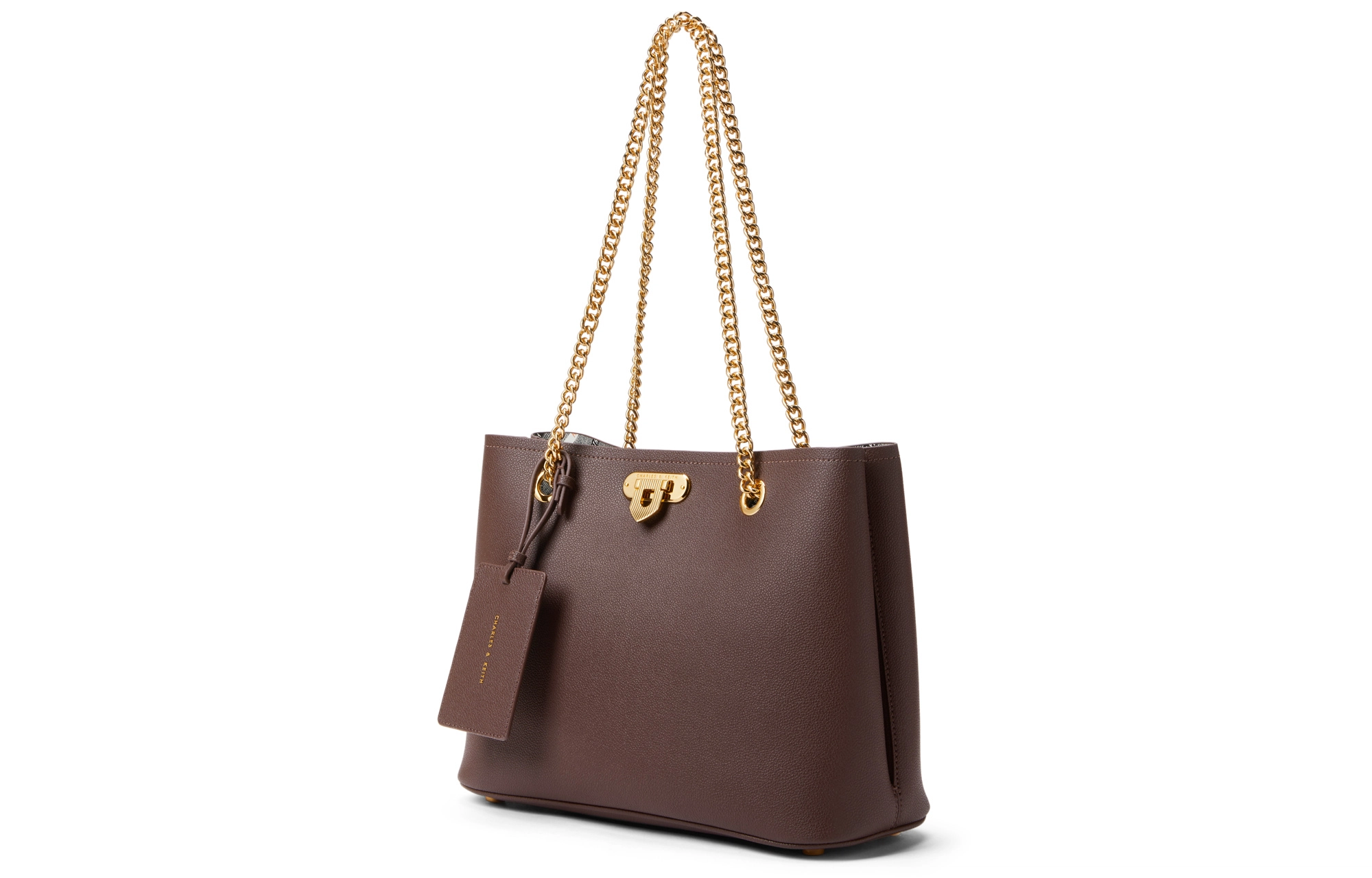 CHARLESKEITH PU Tote BeigeDark Brown