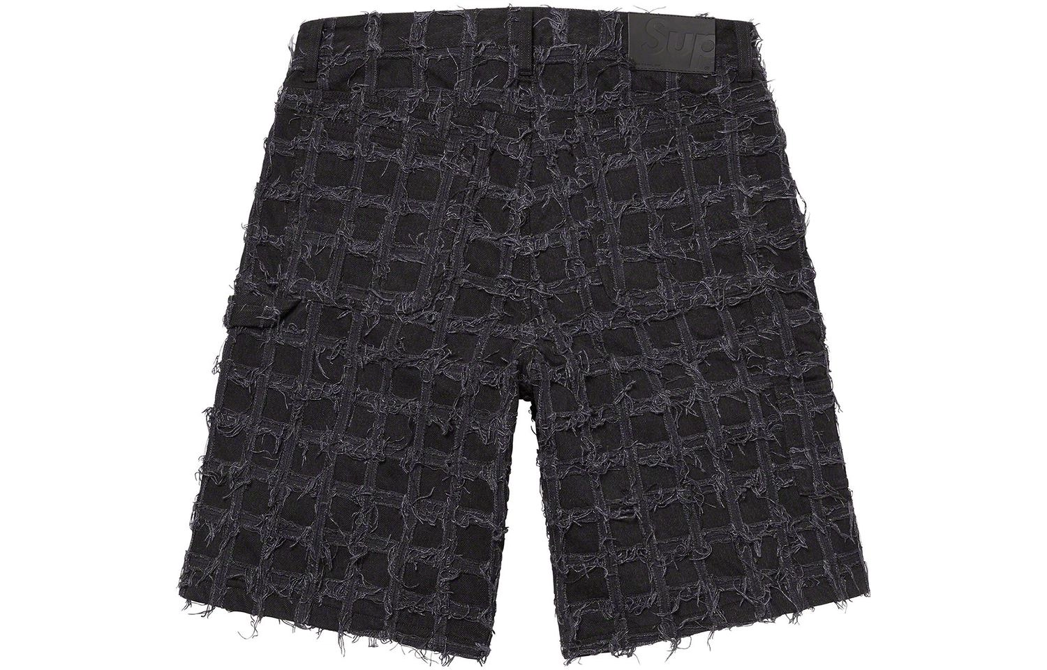 Supreme SS23 WEEK16 FRAYED PATCHWORK BAGGY DENIM SHORT logo