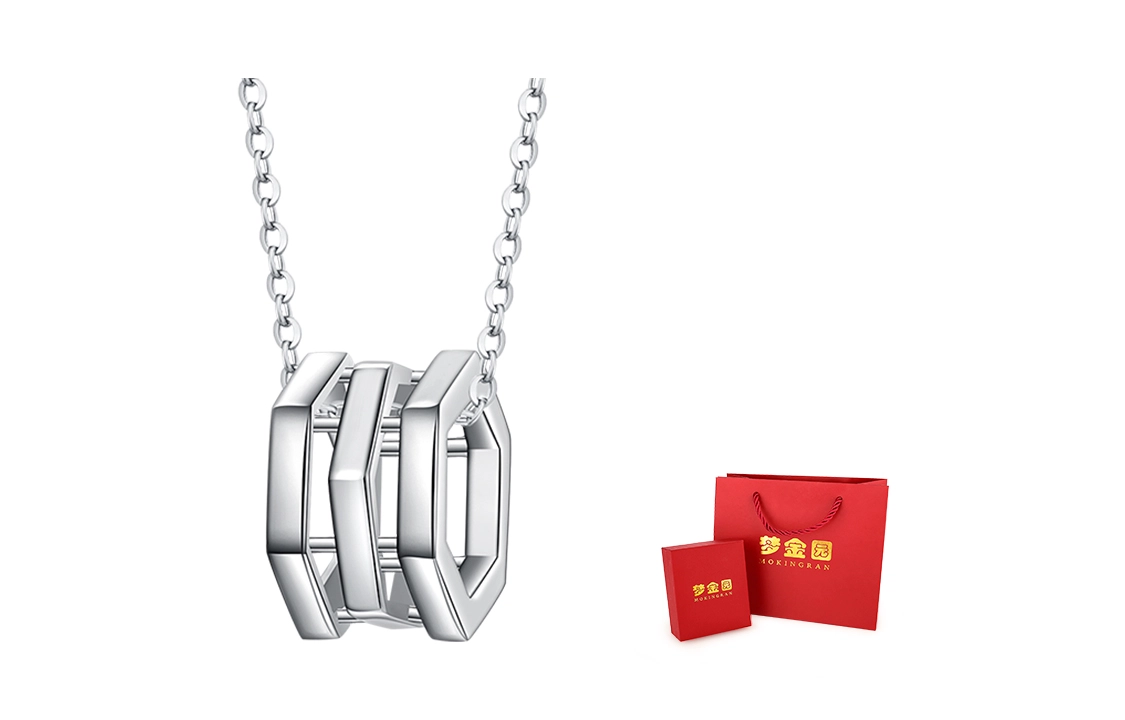 梦金园 小蛮腰路路通锁骨链 不规则几何设计套链 简约百搭毛衣链首饰 铂金 项链 女款