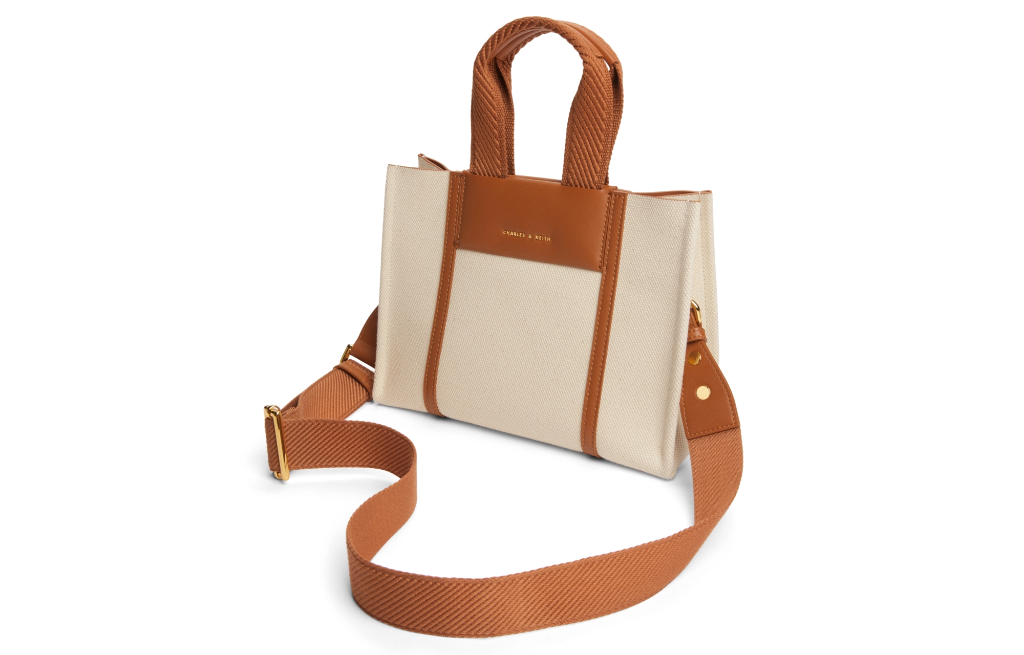 CHARLESKEITH PU Tote CognacBeigeBlack