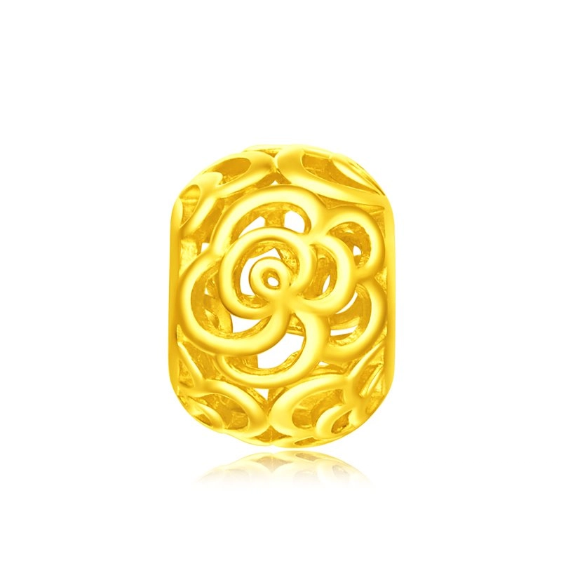 周大福 花韵镂空转运珠 足金 按克计价 黄金吊坠 男女同款情侣款