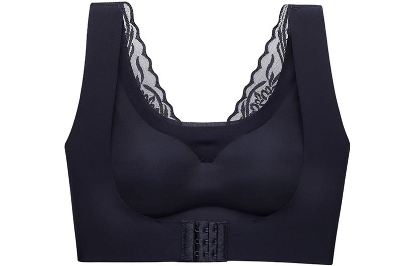 浪莎 无钢圈无痕美式聚拢防下垂调整型收副乳上托乳胶文胸 女款 黑色