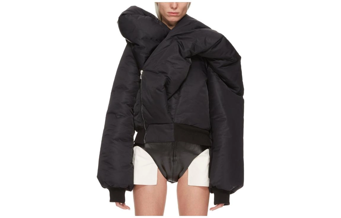 Rick Owens DRKSHDW FW23 Luxor Doll Bomber In Black And Pale Green Recycled Bomber