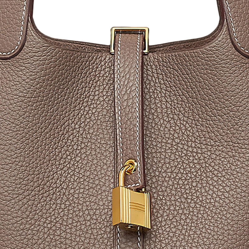 HERMES Picotin Lock 18 Taurillon Clemence 18 Etoupe