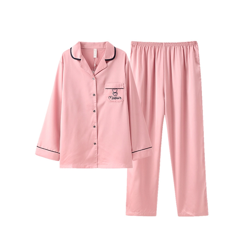 芬腾 春秋款简约家居服 纯色睡衣套装可外穿 家居套装 女款 大红/蜜酱红/胭脂粉/藏兰/祖母绿/木绿/芙蓉粉/柠檬黄