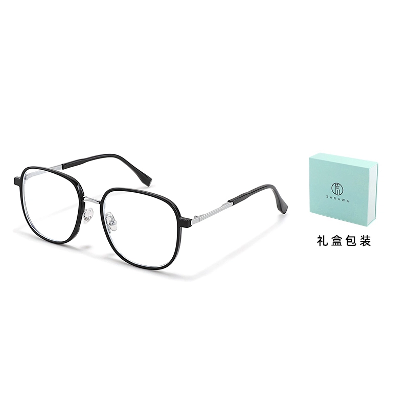 【联系客服可配度数】 佐川 一镜多用防蓝光眼镜 素颜神器平光大框磁吸眼镜 显瘦方框眼镜架潮 光学镜架 男女同款情侣款 礼盒装