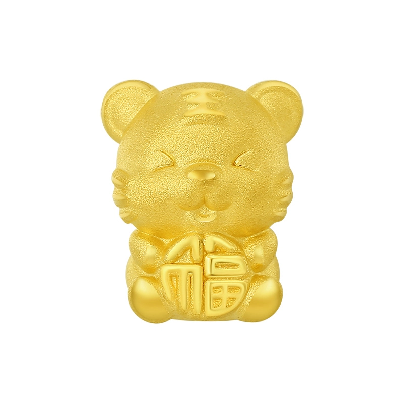 周大生 黄金转运珠十二生肖硬金抱福生肖虎红绳手绳 足金 一口价 手链 男女同款情侣款