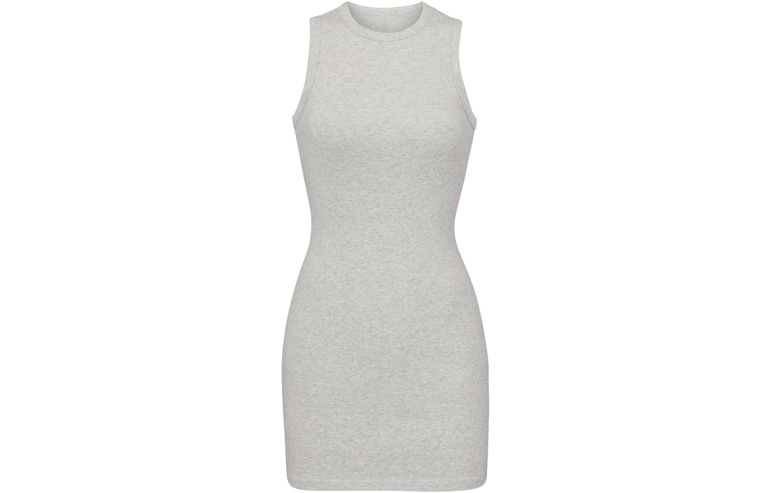 SKIMS COTTON RIB TANK DRESS LIGHT HEATHER GREY