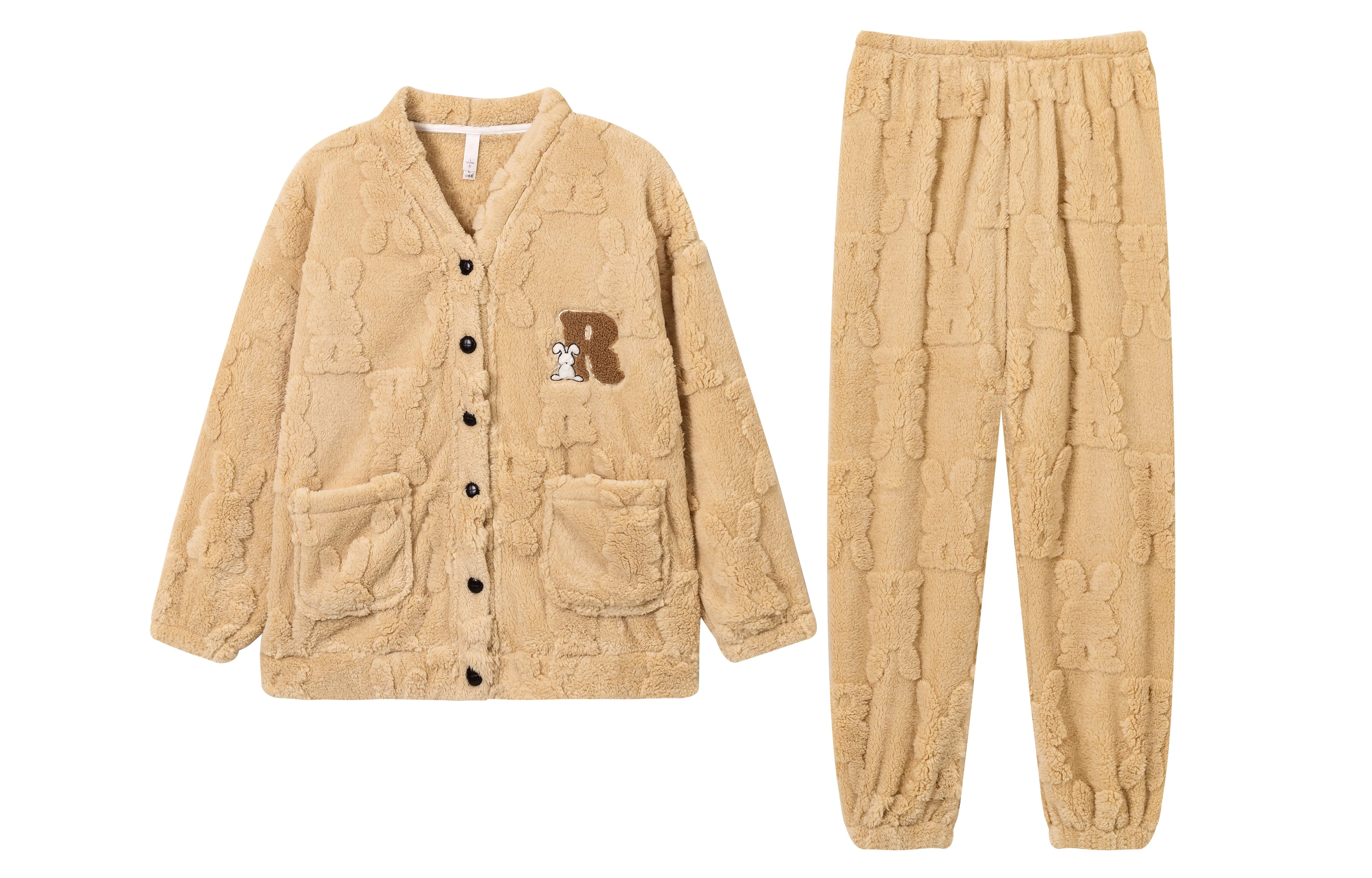 小情歌 家居服睡衣 珊瑚绒保暖睡衣女秋冬家居服女冬季大码长袖长裤女士小清新风设计家居套装 女款 橘色