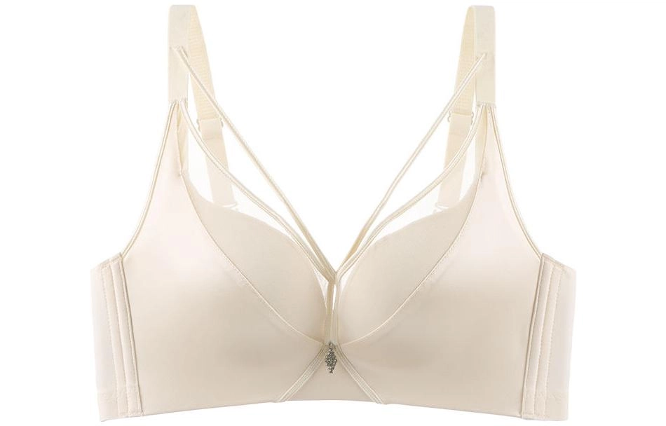 浪莎 绸缎拼接网纱无痕聚拢收副乳防下垂文胸 女款
