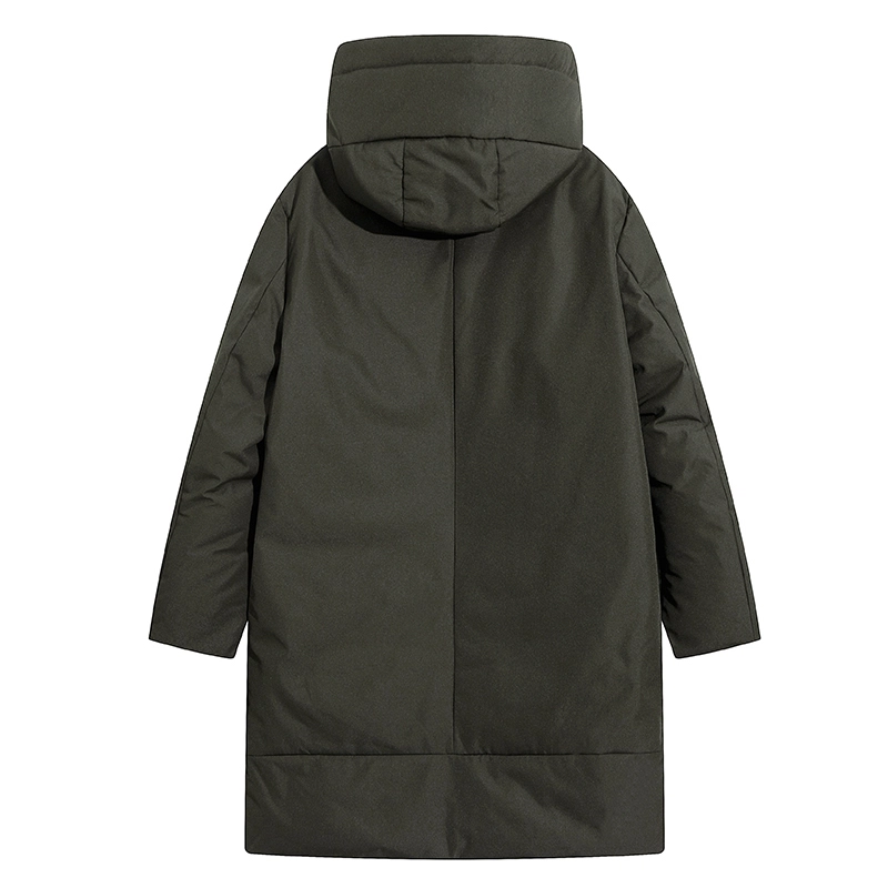 几朴 日系牛津布连帽长款羽绒服 男女同款 绿色