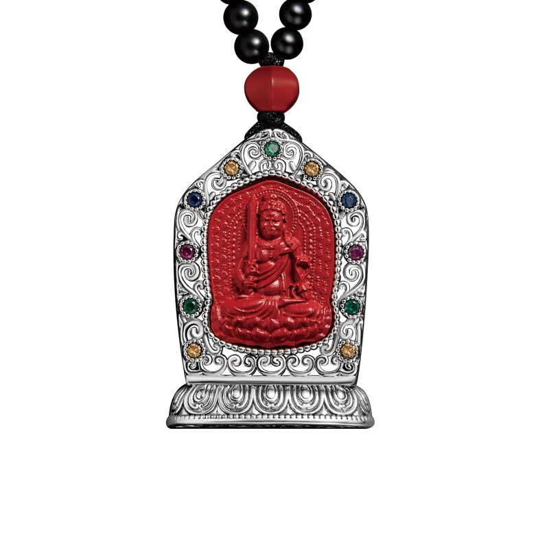 易明居 新中式十二生肖守护神八大本命佛项链国潮转运珠佛牌 再造辰砂朱砂 玉石吊坠 男女同款情侣款 女神