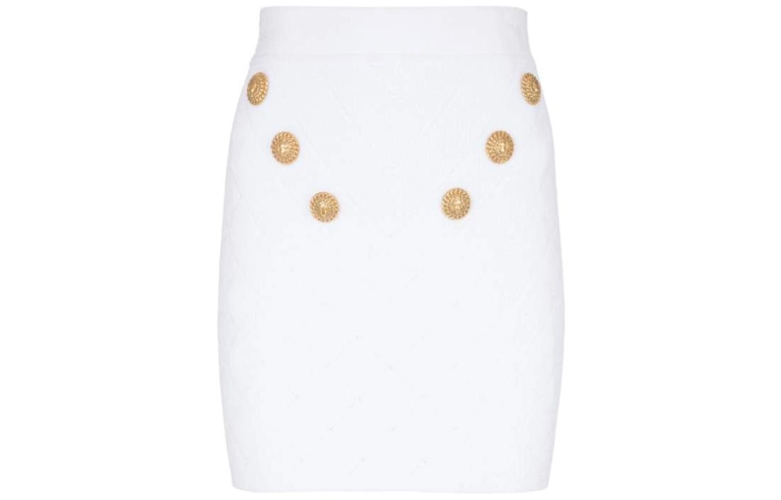 BALMAIN 6-Button Knit Skirt