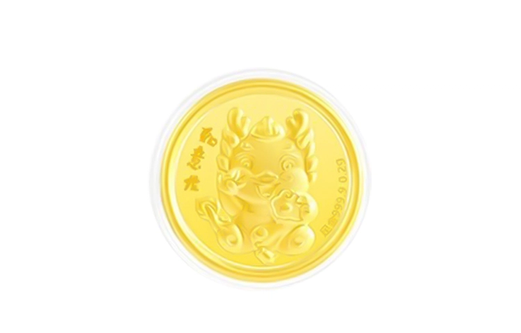 赛菲尔 新年贺岁纪念招财龙金币 本命年路路通 小众 足金 一口价 金片 男女同款情侣款
