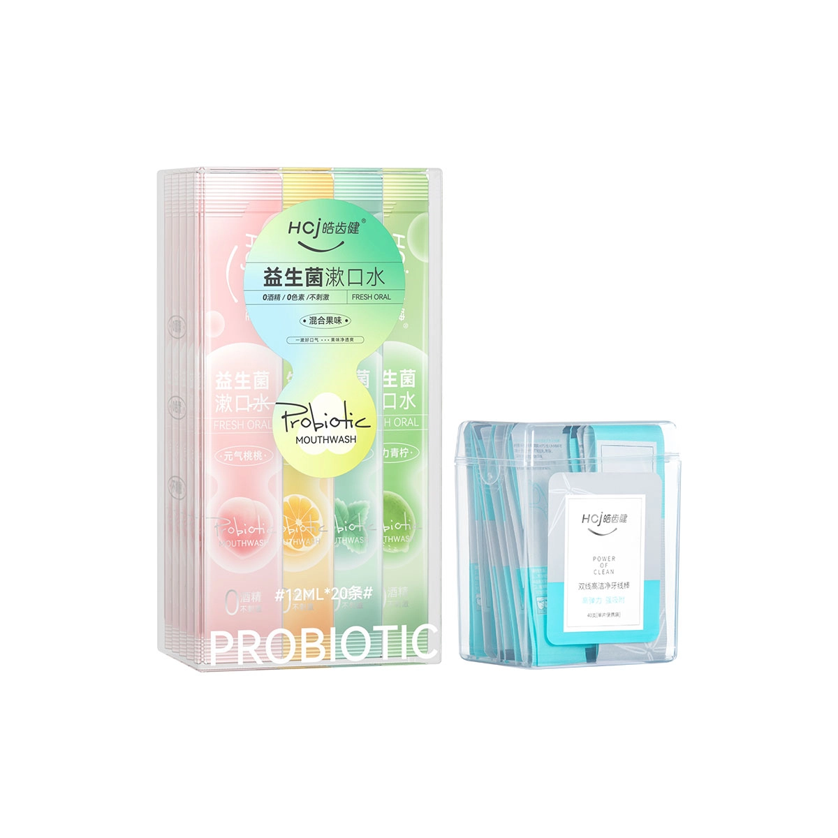 皓齿健 口腔护理套装 便捷清新口气 益生菌漱口水混合果味+牙线/口喷