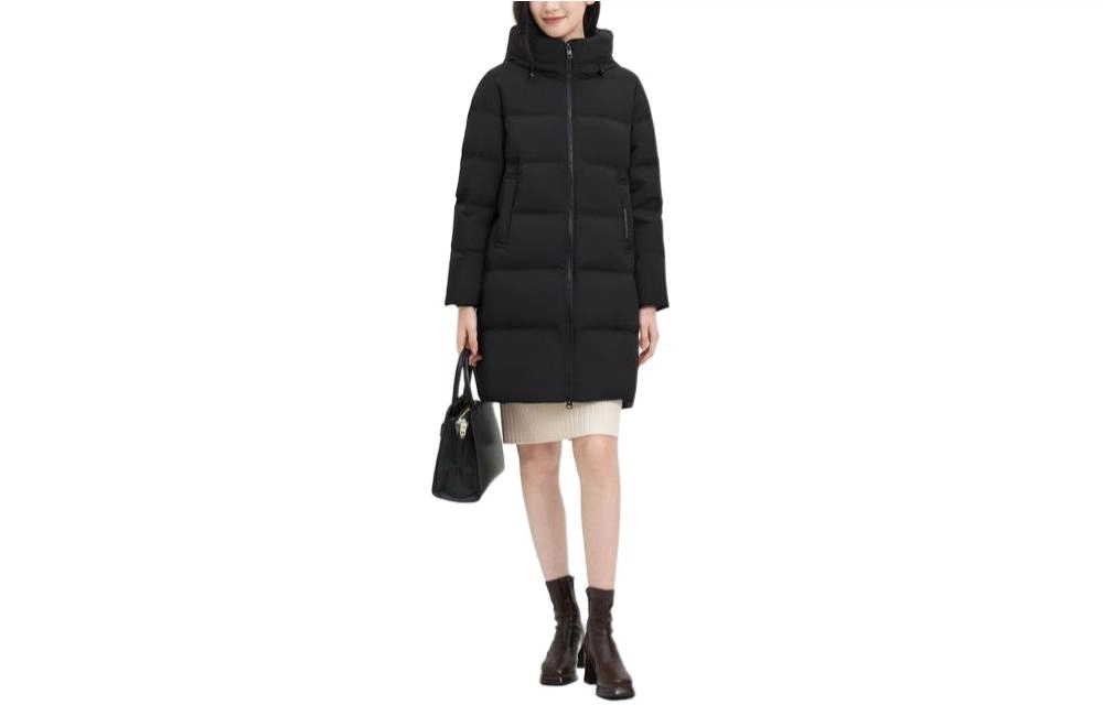 波司登 城市户外系列 连帽纯色中长款长袖羽绒服 女款