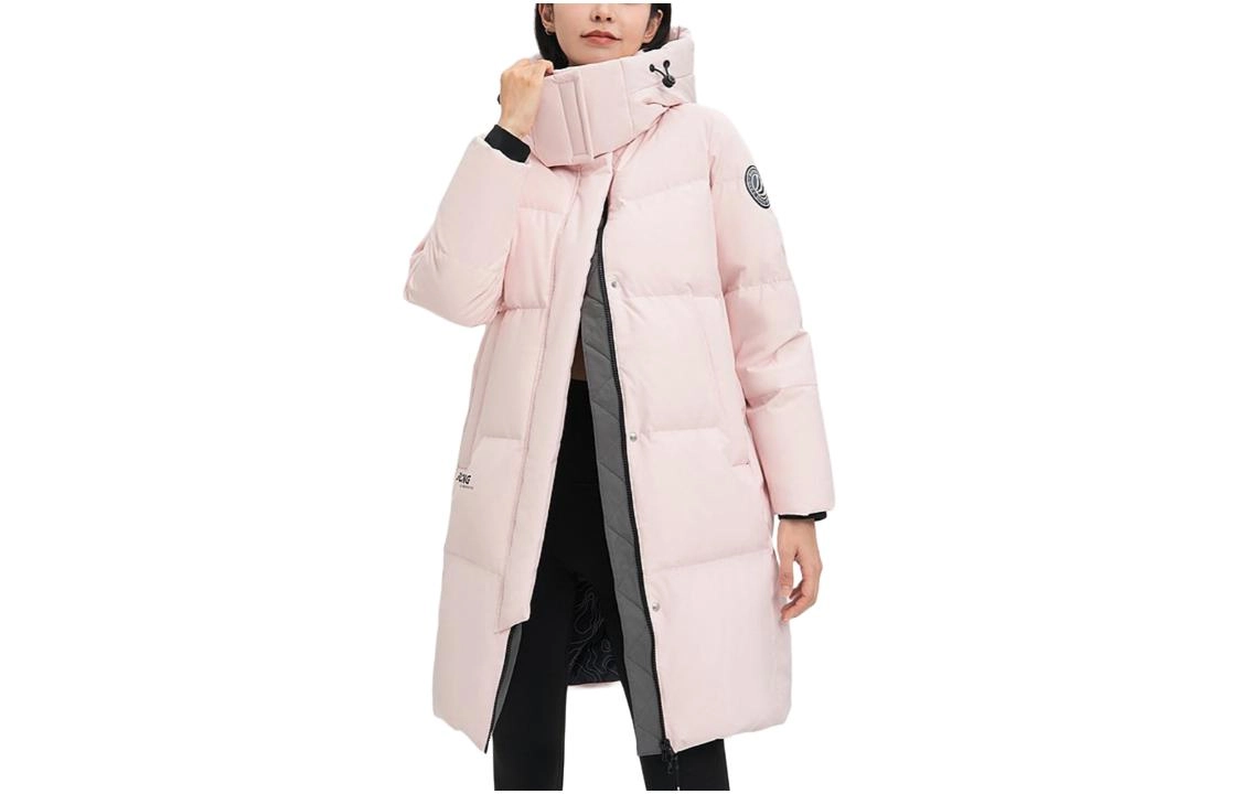 波司登 连帽中长款保暖休闲羽绒服 女款 粉色