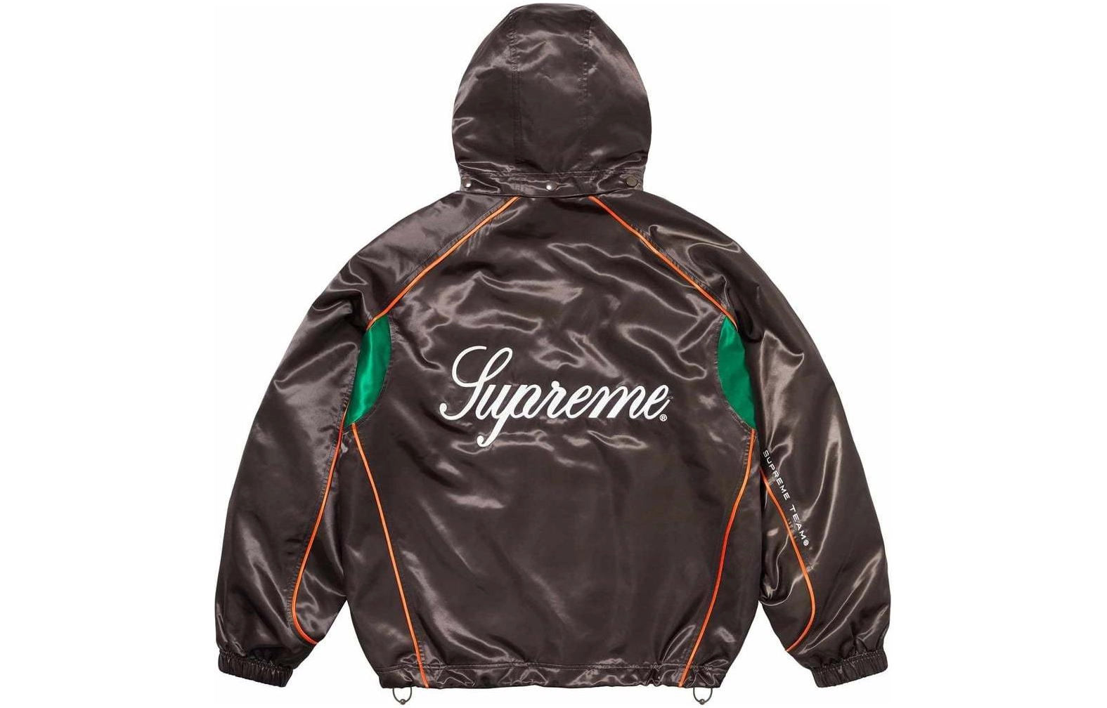 Supreme SS24 WEEK1 SATIN HOODED TRACK JACKET logo