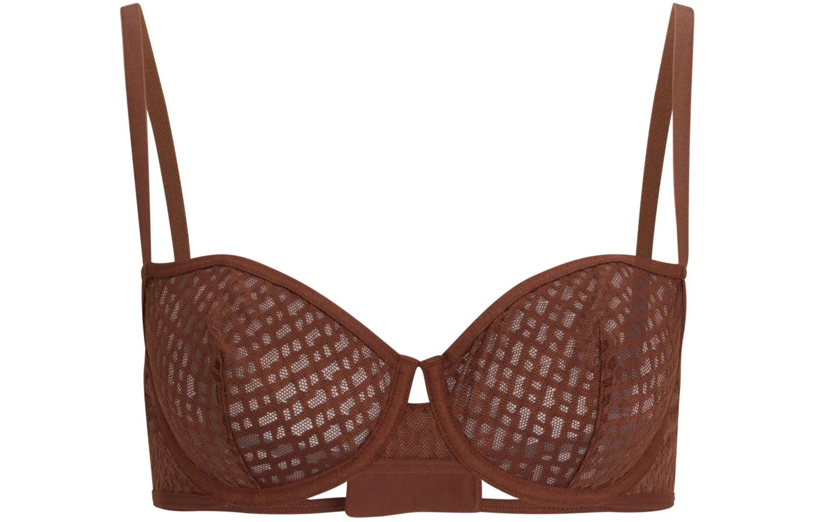 HUGO BOSS Monogram-Lace Bra With Logo Trim 1