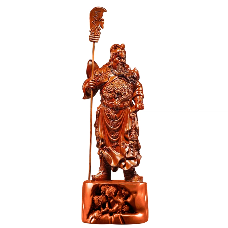 钵提 黑檀木雕立刀关公摆件 实木武财神关羽佛像 潮流衍生品