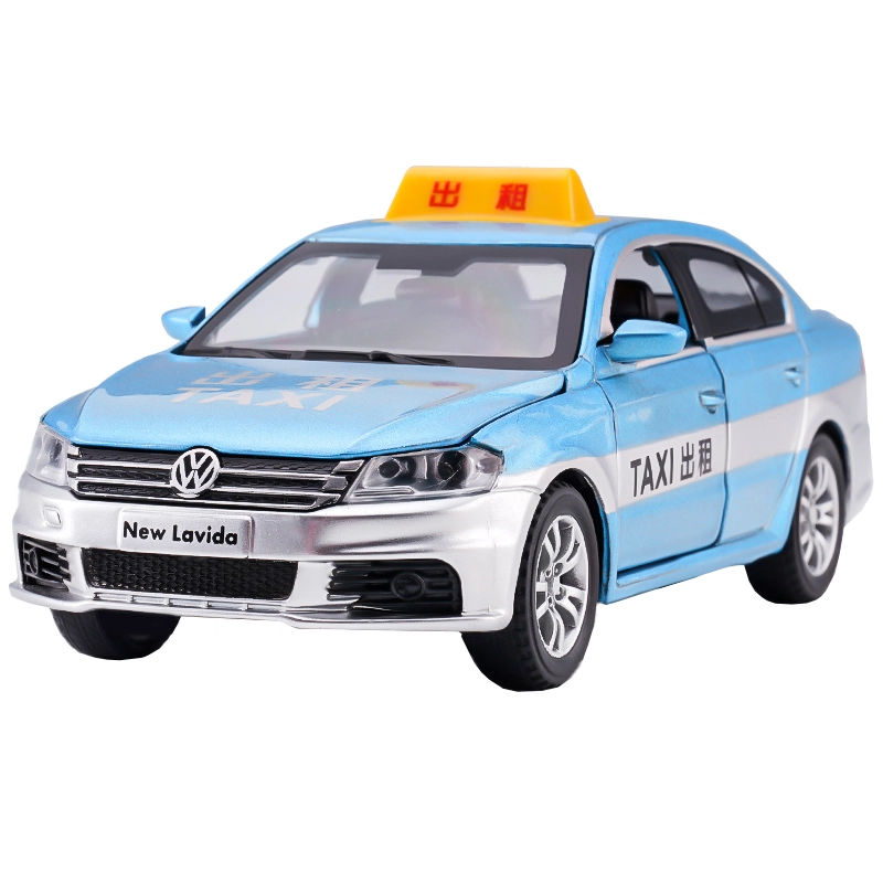 驰誉车玩 上汽大众 朗逸 出租车 合金车模 亮灯响声 回力行驶 车门可开 收藏摆件 成品模型