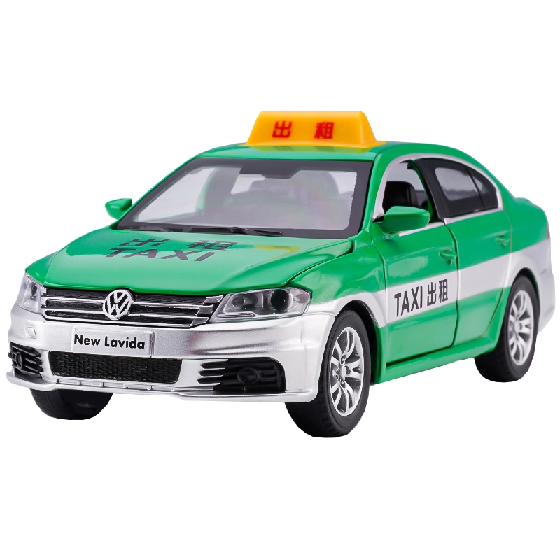 驰誉车玩 上汽大众 朗逸 出租车 合金车模 亮灯响声 回力行驶 车门可开 收藏摆件 成品模型